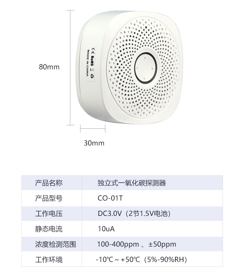 一氧化碳報警器參數